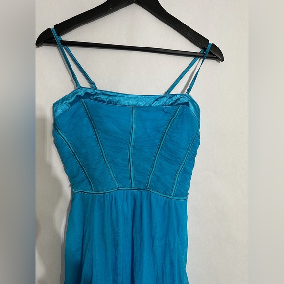 NWT Ceres Blue Silk Blend Ruched Bodice Party Dress Y2K Size Medium Cocktail - Picture 4 of 7